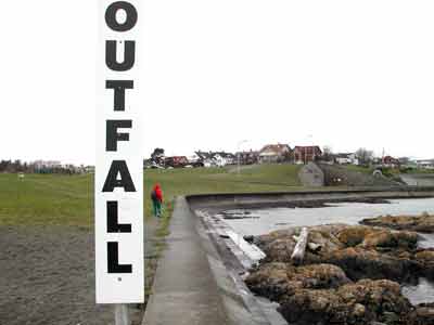 Much concrete on Clover Point;s outfall path